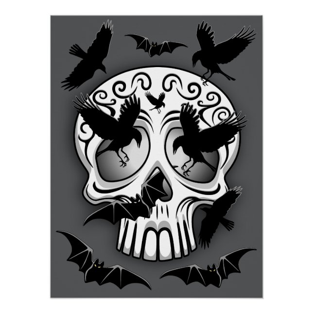 Póster Calaveras Decorativas do Halloween (Frente)