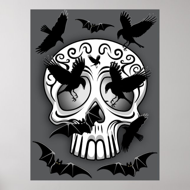 Poster Calaveras Decorativas do Halloween (Frente)