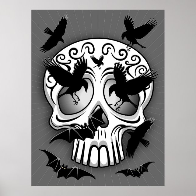 Poster Calaveras Decorativas do Halloween (Frente)