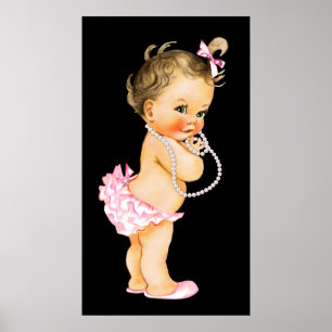Poster Calça Babado Rosa Menina Bebê Pérola Chás de Bebê