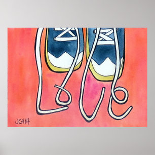 Póster Calçado de Aquarela e Pintura de Colheita
