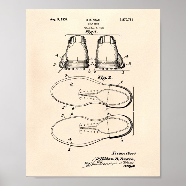 Poster Calçado De Golfe 1932 Arte Patente - Antigo Peper (Frente)