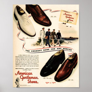 Poster Calçados americanos de cavalheiros, era W.W. 2, 19