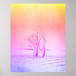 Poster Calçados de Balé Rosa Elegante Simples Arco-íris