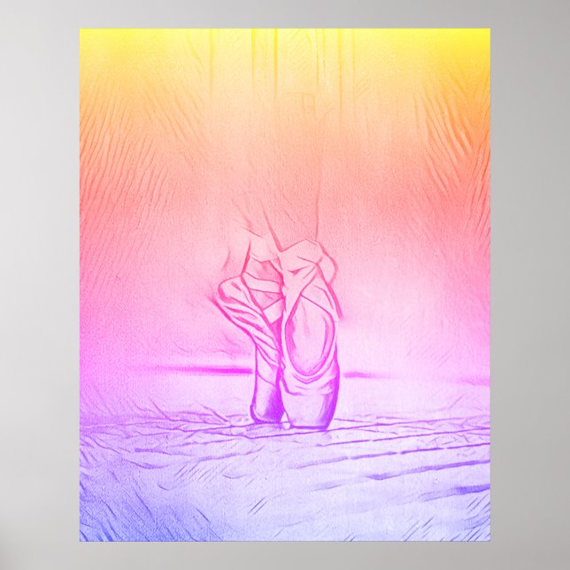 Poster Calçados de Balé Rosa Elegante Simples Arco-íris (Frente)
