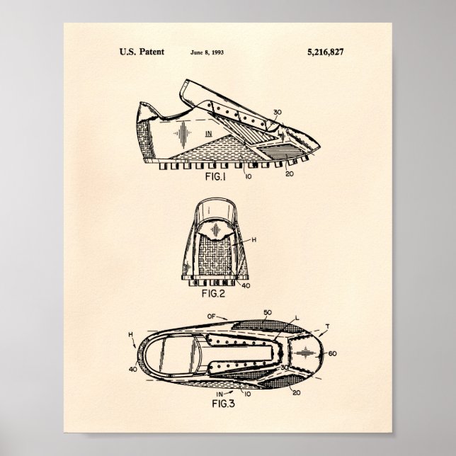 Póster Calçados De Futebol De 1993 Arte Patente - Antigo  (Frente)