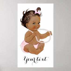 Póster Calças com Babados Rosa Pérolas Menina Étnica Chá