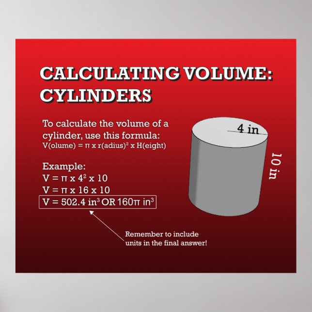 Poster Calculando volume: cilindros *ATUALIZADO* (Frente)