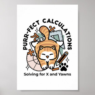 Poster Cálculos Perfeitos – Design de Gato de Matemática 