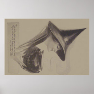 Póster Caldeirão de Feitiçaria da Bruxa Sorridente Sepia