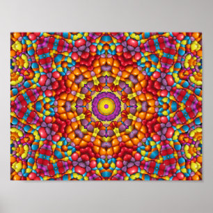 Poster Caleidoscópio amarelo alaranjado vermelho do