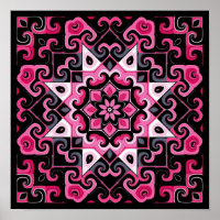 Caleidoscópio com Estrelas Rosa e Negra