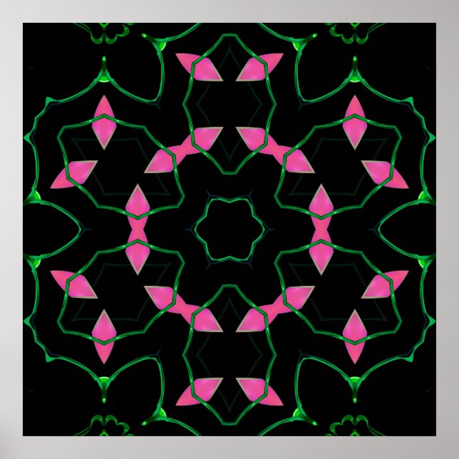 Poster Caleidoscópio de Esmeralda e Rosa  (Frente)