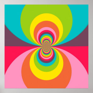 Póster Caleidoscópio retro Groovy do arco-íris do vinta
