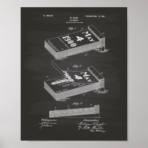 Póster Calendário 1901 Arte de Patente Quadro Negro