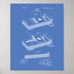 Póster Calendário 1901 Patente Arte Blueprint