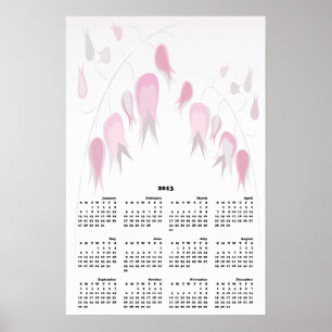 Póster Calendário 2013 Flores Delicadas Como Tulipas Rosa