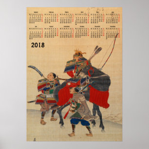 Póster calendário 2018 Samurai Japonês