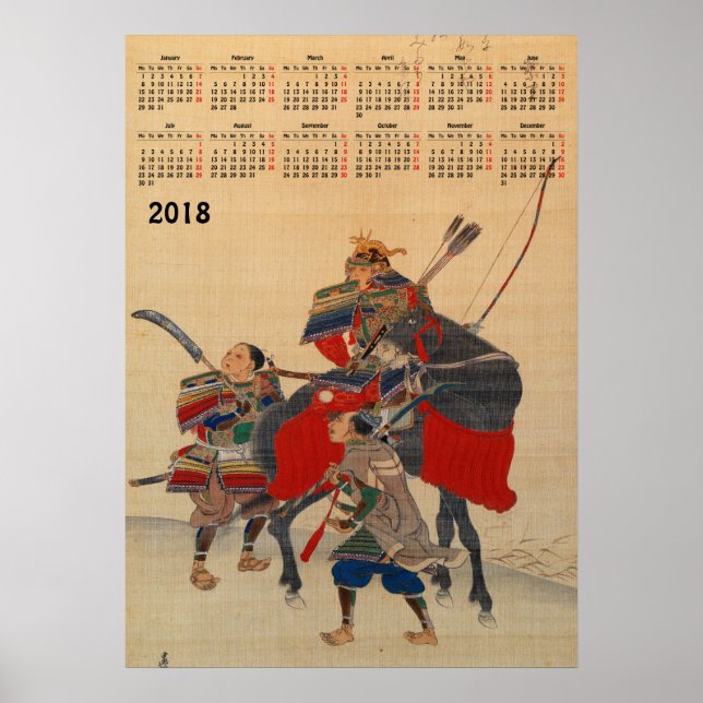 Póster calendário 2018 Samurai Japonês (Frente)