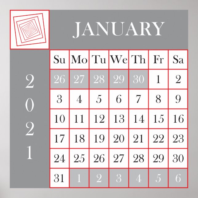 Poster calendário 2021 janeiro (Frente)