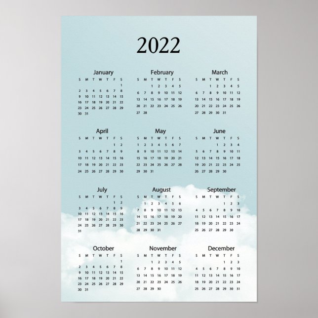 Poster Calendário 2022 Nuvens do Céu (Frente)