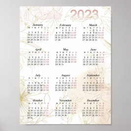 Poster Calendário 2023, Calendário Anual Aquarela, Modern