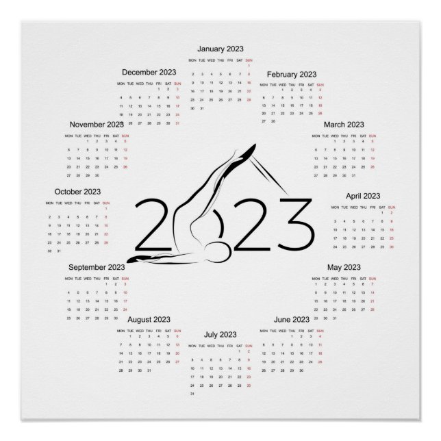 Póster Calendário 2023 para instrutor Pilatos (Frente)