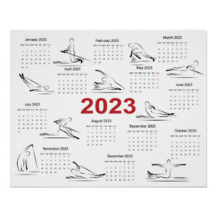 Póster Calendário 2023 para Poster de instrutor Pilatos