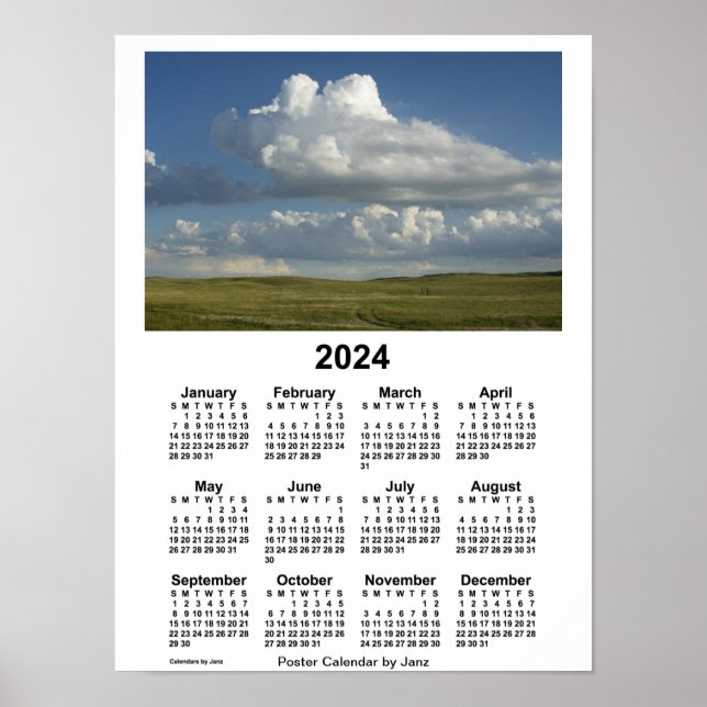 Poster Calendário 2024 das Sandhills de Nebraska por Janz (Frente)