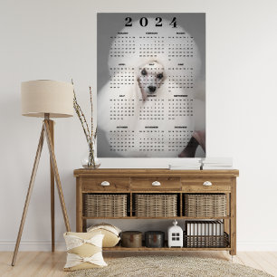 Poster Calendário 2024 de Fotos de Poodle Branco com Cort