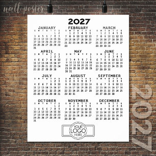 Poster Calendário 2024 - Minimalista Preto Branco Básico
