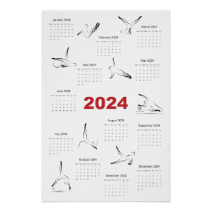 Póster Calendário 2024 para instrutor Pilatos