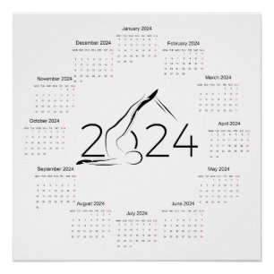 Póster Calendário 2024 para instrutor Pilatos