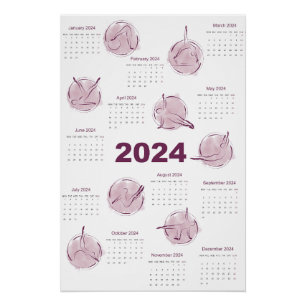 Póster Calendário 2024 para instrutor Pilatos