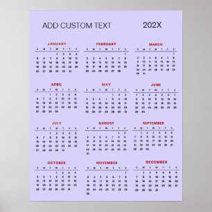 Poster Calendário 2025 com texto personalizado moderno   