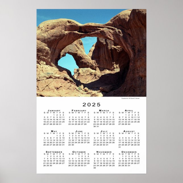 Poster Calendário 2025 do Deserto de Arch Duplo (Frente)