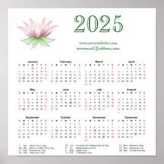 Poster Calendário 2025 para os negócios
