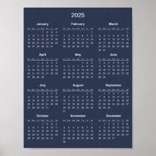 Poster Calendário 2025 Simples E Elegante  