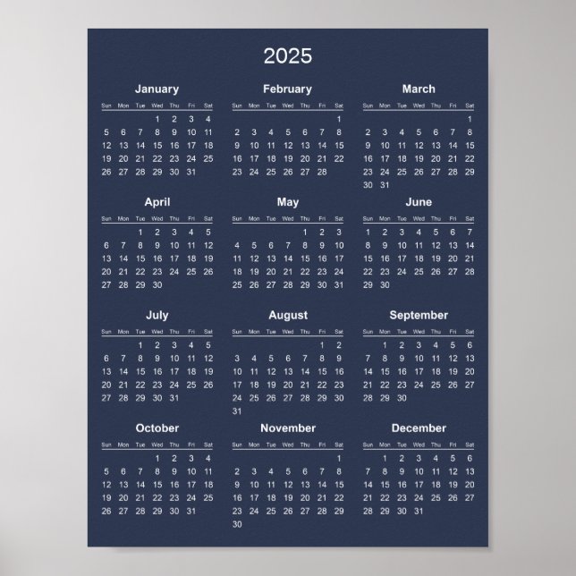 Poster Calendário 2025 Simples e Elegante |  (Frente)