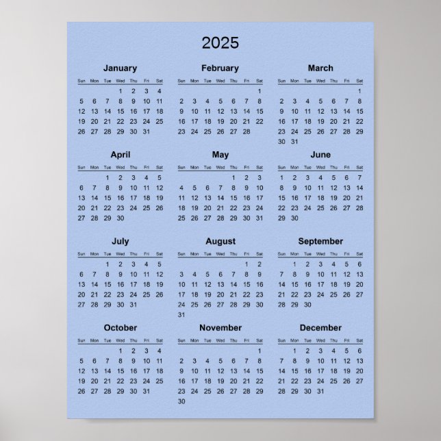 Poster Calendário 2025 Simples e Elegante |  (Frente)