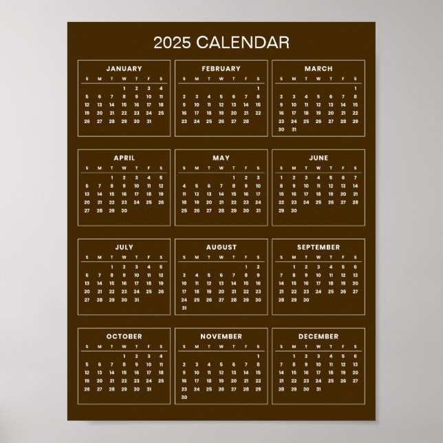 Poster Calendário 2025 Simples e Elegante |  (Frente)