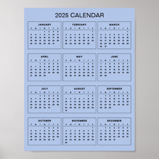 Poster Calendário 2025 Simples e Elegante |  (Frente)