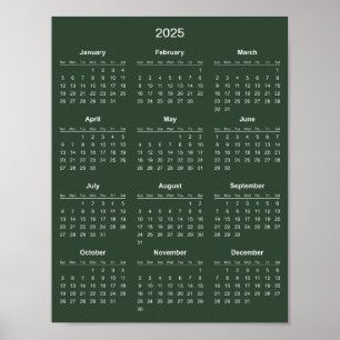 Poster Calendário 2025 Simples E Elegante