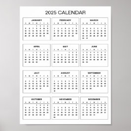 Poster Calendário 2025 Simples e Elegante | 
