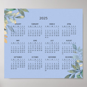 Poster Calendário 2025 Simples E Elegante Pôster