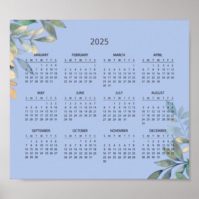 Poster Calendário 2025 Simples E Elegante | Pôster (Frente)
