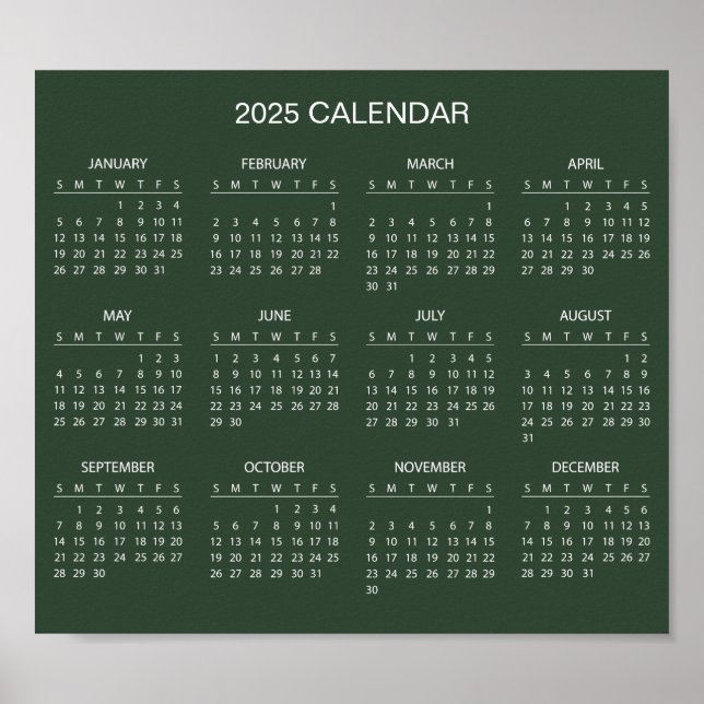 Poster Calendário 2025 Simples E Elegante | Pôster (Frente)