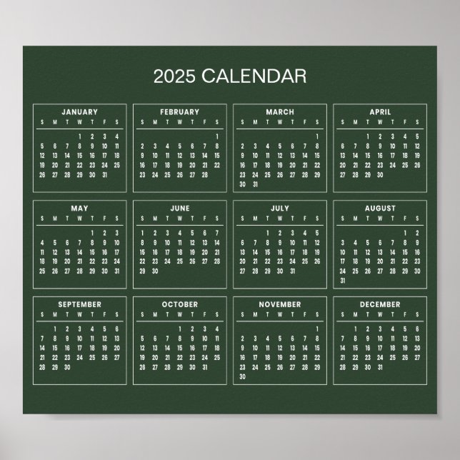 Poster Calendário 2025 Simples E Elegante | Pôster (Frente)