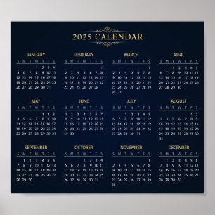 Poster Calendário 2025 Simples E Elegante   Pôster