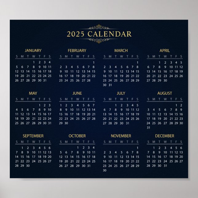 Poster Calendário 2025 Simples E Elegante | Pôster (Frente)